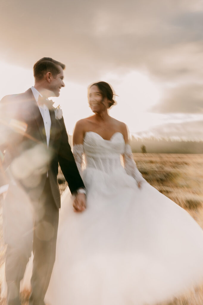 Sunrise bridal portrait in Grand Teton national park.